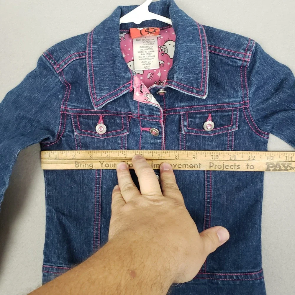 Sanrio Hello Kitty‎ Kids Size 5 Bedazzled Jean Jacket Retro Anime Gamer Girl